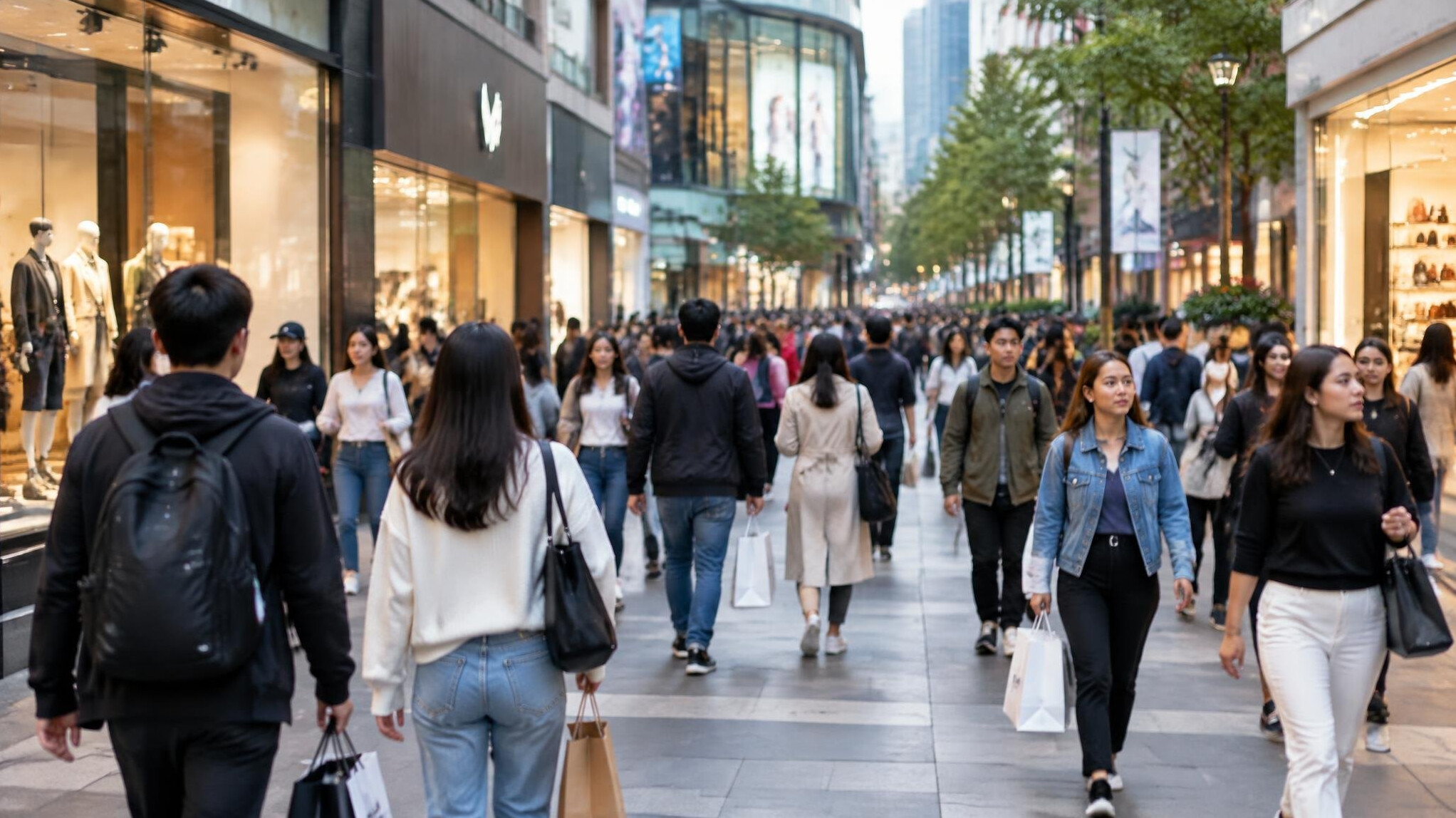 busy shopping street