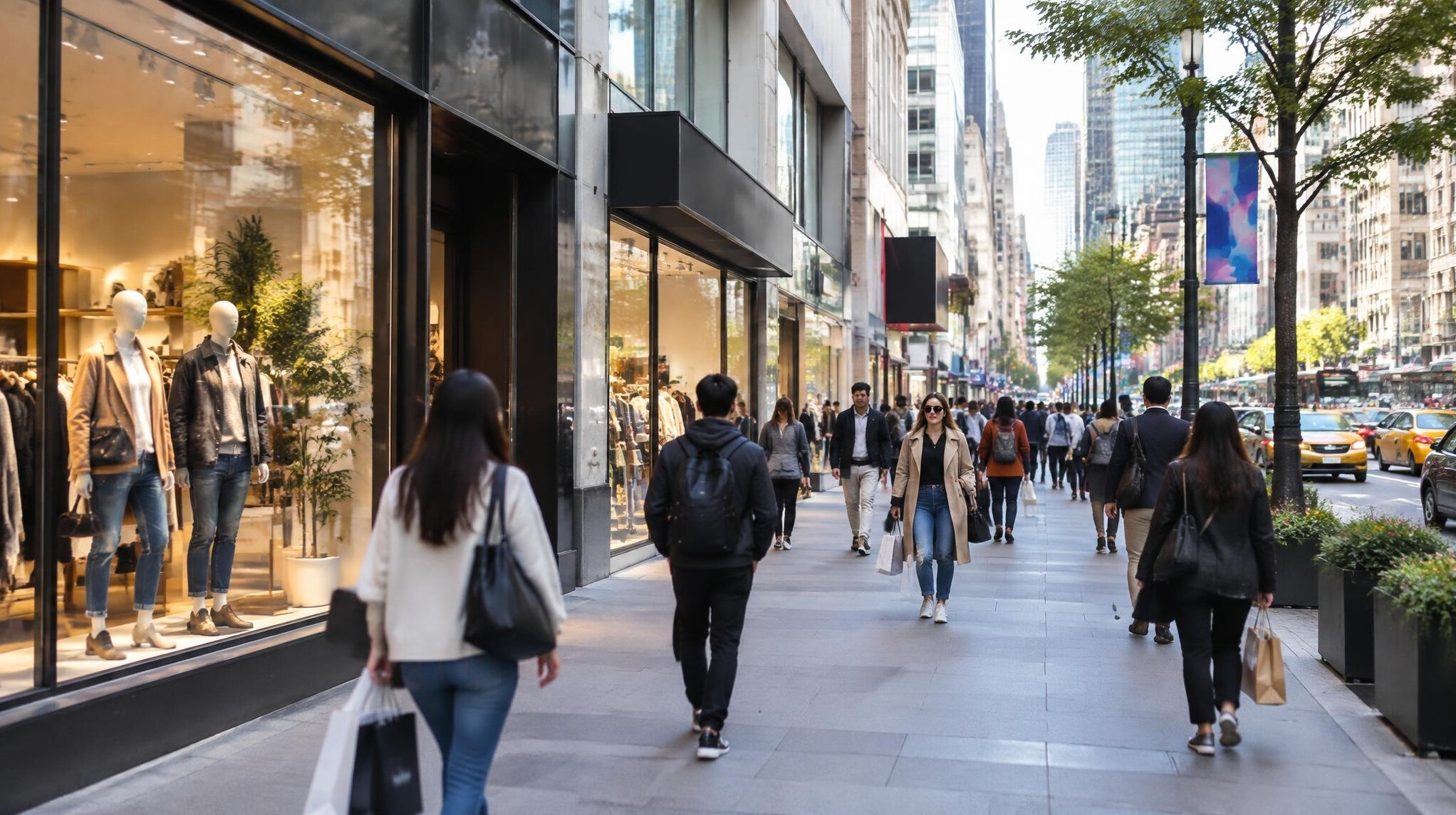 busy city street retail